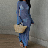 Long sleeved floor length dress beach skirt