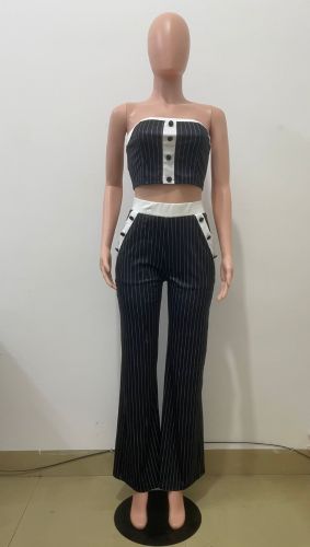 Strapless striped pants set