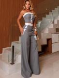 Strapless striped pants set