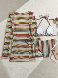 Knitted three piece swimsuit women's hollowed out bikini A067