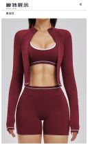 Color blocking yoga set, sport three piece set
