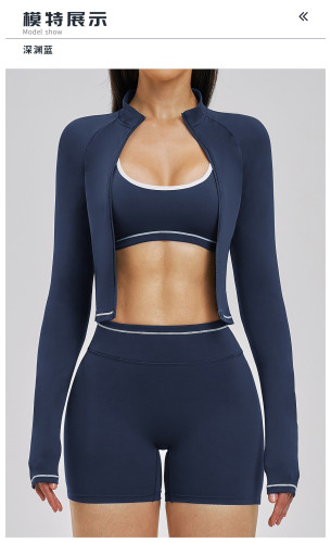Color blocking yoga set, sport three piece set