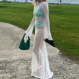 Long sleeved floor length dress beach skirt