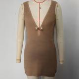 Shell Decorative Tank Top Knitted Skirt Wrapped Hip Hollow Short Dress