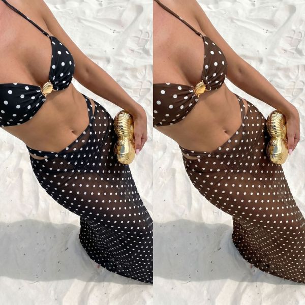 Dot Shell Skincare Split Bikini 3-Piece Swimsuit
