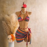 Knitted three piece swimsuit set