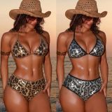 Sequin split hem flat leg pants split swimsuit