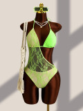 Lace see through one-piece swimsuit