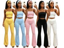 Wave point strapless high waist micro speaker three piece set (including headscarf)