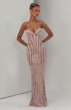 Lace strapless tight long dress