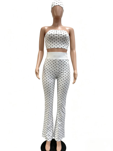 Wave point strapless high waist micro speaker three piece set (including headscarf)