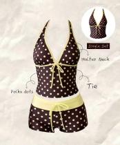 Off shoulder split swimsuit