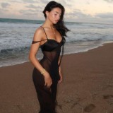Mesh see through slit irregular suspender dress