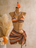 Knitted three piece swimsuit set