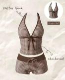 Off shoulder split swimsuit