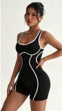 Color blocking and edging one-piece shorts yoga suit