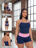 Color blocked sleeveless camisole shorts set
