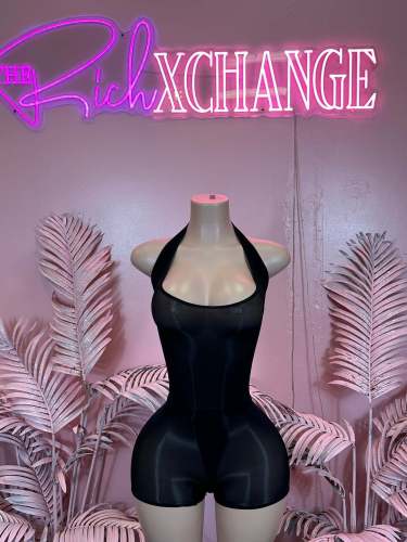 Ultra-elastic, bright, sheer, backless, strapless, one-piece shorts