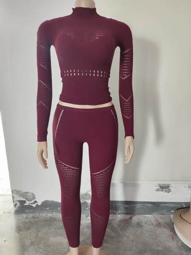 Thickened yoga jumpsuit split tight fitting set
