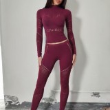 Thickened yoga jumpsuit split tight fitting set