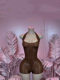 Ultra-elastic, bright, sheer, backless, strapless, one-piece shorts
