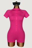 Zipper short sleeved yoga jumpsuit