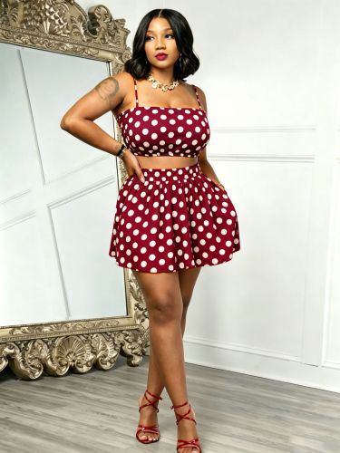 Two piece set of camisole vest and short skirt