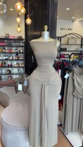 Sleeveless top with tied skirt set