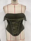 Fishbone rope tied corset, waist cinching, strapless