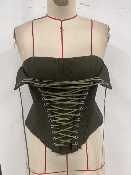Fishbone rope tied corset, waist cinching, strapless