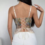 Splicing lace fishbone with chest cushion and tied rope vest
