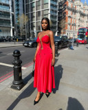 Strap up top, high waisted skirt set