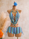 Knitted neck hanging bikini swimsuit