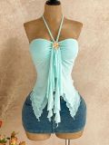 Hanging neck, metal jewelry, camisole, vest
