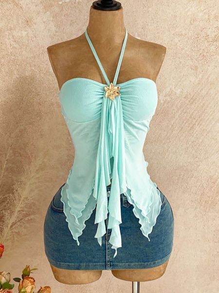 Hanging neck, metal jewelry, camisole, vest