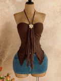 Hanging neck, metal jewelry, camisole, vest