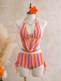 Knitted neck hanging bikini swimsuit