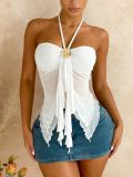 Hanging neck, metal jewelry, camisole, vest