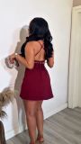 Hot stamping suspender dress