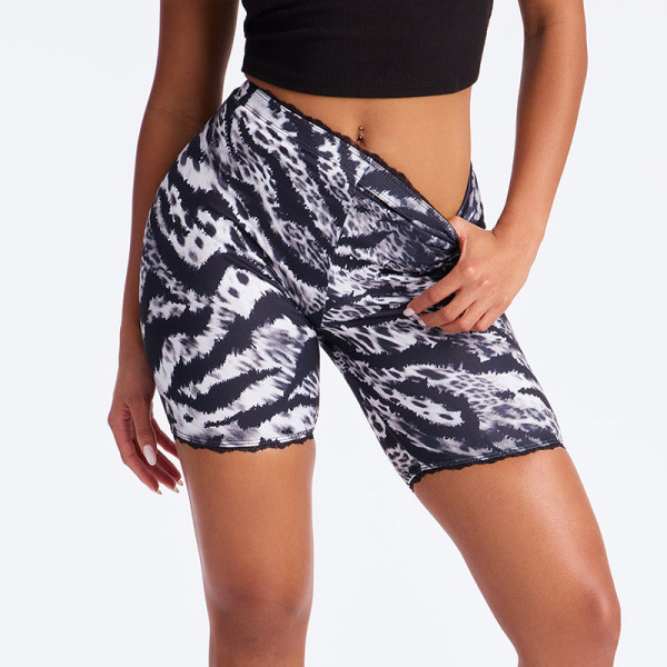 Tight printed lace border motorcycle shorts