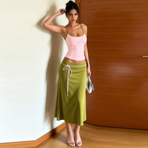 Strap vest long skirt set