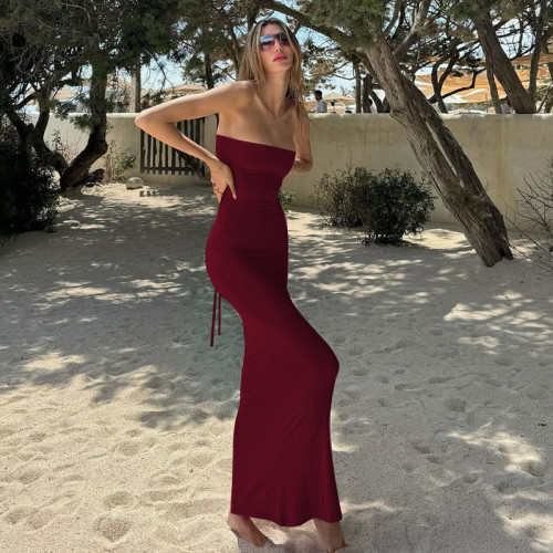 One neck strapless backless strapless dress D4616574R