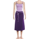 Strap vest long skirt set