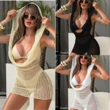 Knitted top skirt swimsuit bikini three piece set