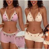 Lace up swimsuit, boxer shorts, bikini
