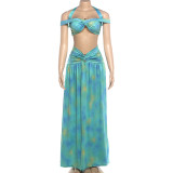 Strapless top polka dot skirt set