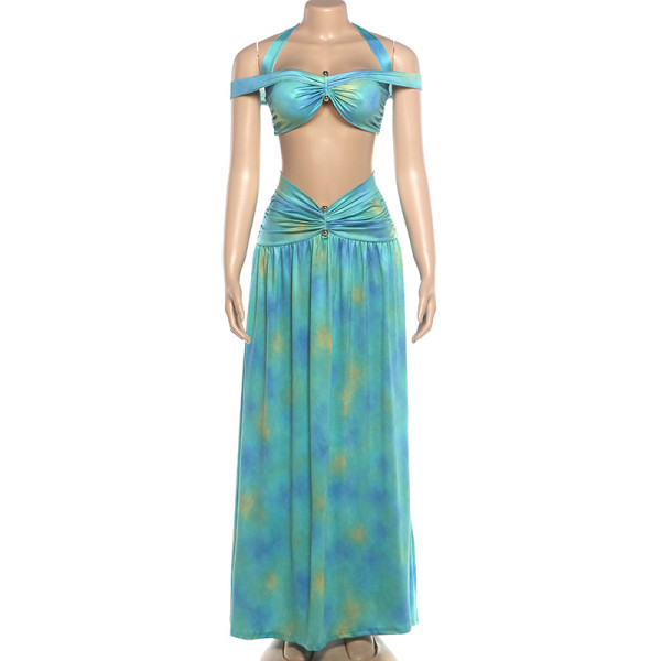 Strapless top polka dot skirt set