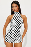 Neck tied sleeveless backless jumpsuit shorts