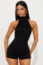 Neck tied sleeveless backless jumpsuit shorts