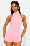 Neck tied sleeveless backless jumpsuit shorts